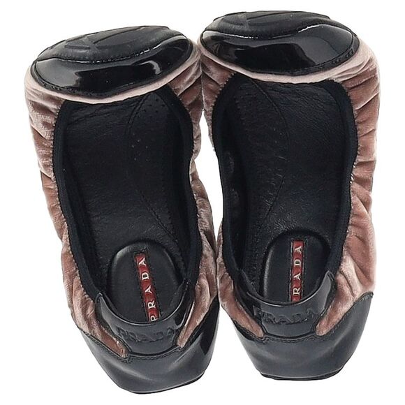 Prada Sport Patent Leather Cap Toe Ballet Flats in Brown Velvet - Picture 6 of 12